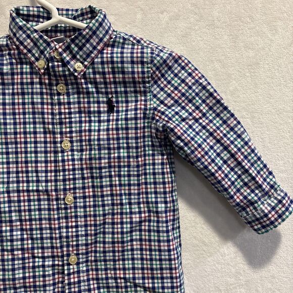 Ralph Lauren Baby Boy Coveralls Romper 6 Months Plaid Collared Lined Preppy - Picture 3 of 13